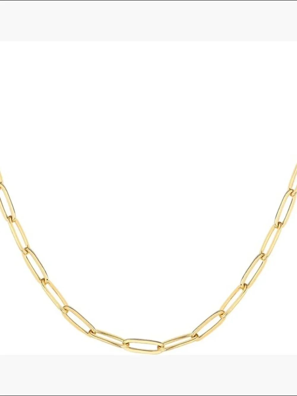 14K Yellow Gold Paperclip Chain Necklace Adjustable Layering Minimalist Dainty